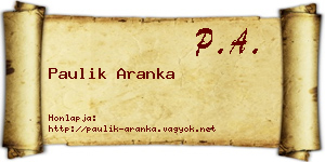 Paulik Aranka névjegykártya